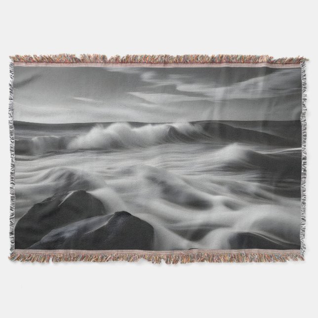 Beautiful sea waves throw blanket (Front)