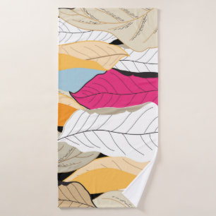 beautiful seamless autumn pattern of coloured leav bath towel