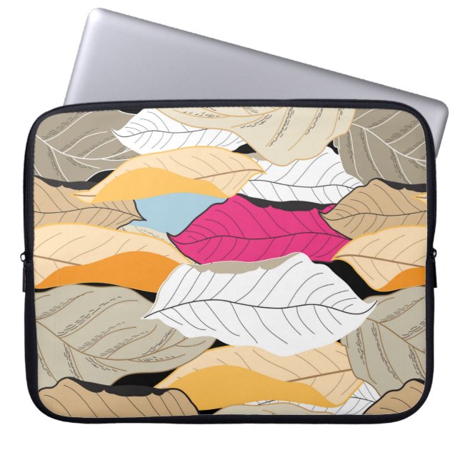 beautiful seamless autumn pattern of coloured leav laptop sleeve (Front)