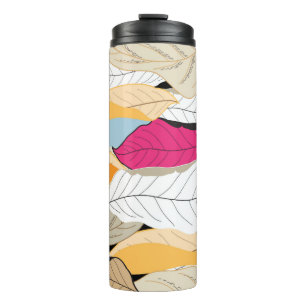 beautiful seamless autumn pattern of coloured leav thermal tumbler