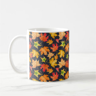 Beautiful seamless autumn pattern with watercolor coffee mug