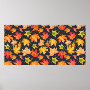 Beautiful seamless autumn pattern with watercolor  poster