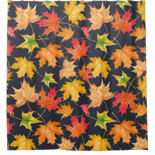 Beautiful seamless autumn pattern with watercolor shower curtain