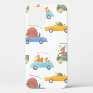 Beautiful seamless baby pattern with cute hand dra iPhone 12 case