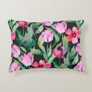 Beautiful seamless floral pattern with watercolor decorative cushion