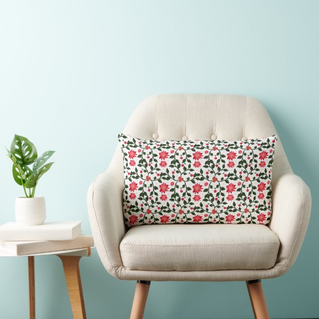 Beautiful seamless floral vine cherry pattern lumbar cushion (Chair)