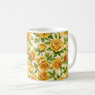 Beautiful Seamless Pattern of Yellow Roses Coffee Mug