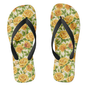 Beautiful Seamless Pattern of Yellow Roses Jandals