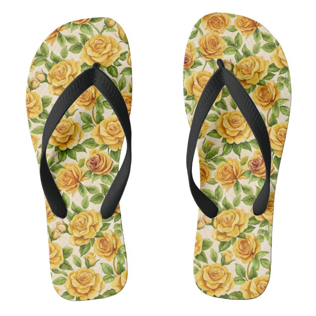 Beautiful Seamless Pattern of Yellow Roses Jandals (Footbed)