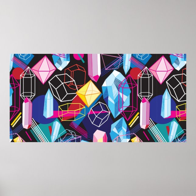 Beautiful seamless pattern with colourful crystals poster (Front)