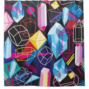 Beautiful seamless pattern with colourful crystals shower curtain