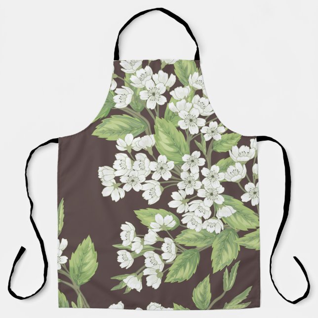 Beautiful seamless spring pattern with green branc apron (Front)