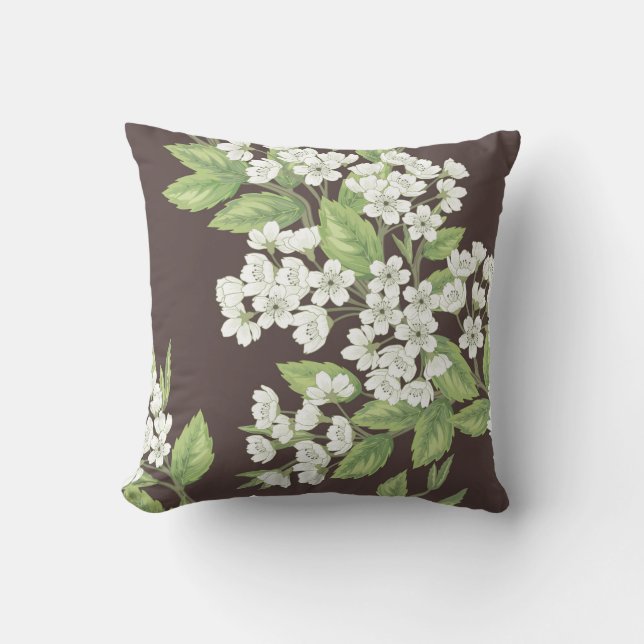 Beautiful seamless spring pattern with green branc cushion (Front)