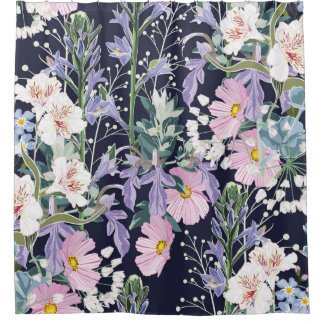 Beautiful seamless spring pattern with wild flower shower curtain