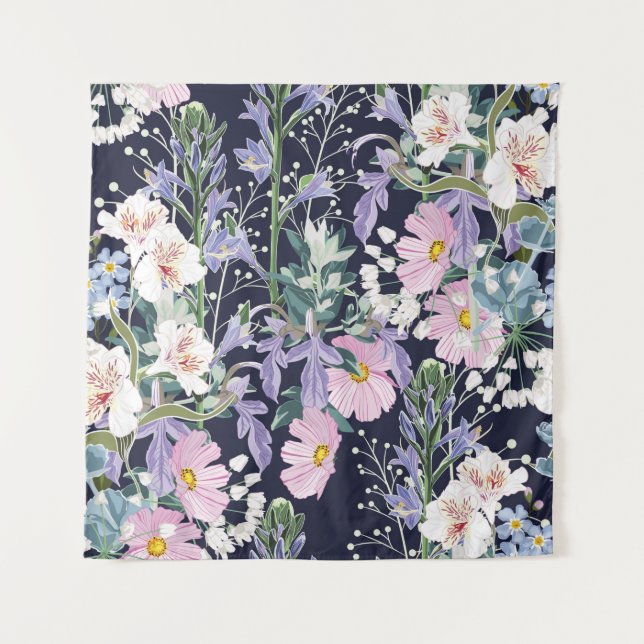 Beautiful seamless spring pattern with wild flower tapestry (Front)