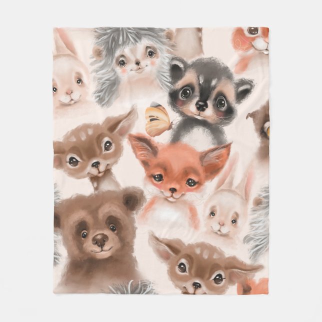 Beautiful seamless, tileable, watercolor pattern w fleece blanket (Front)
