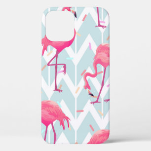 Beautiful seamless tropical pattern with pink flam iPhone 12 case