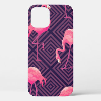 Beautiful seamless tropical pattern with pink flam iPhone 12 case