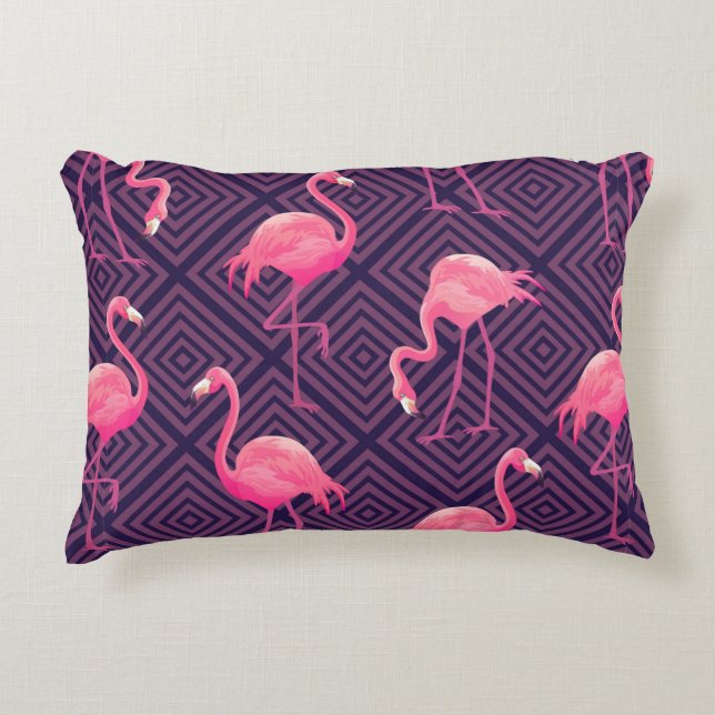 Beautiful seamless tropical pattern with pink flam decorative cushion (Front)