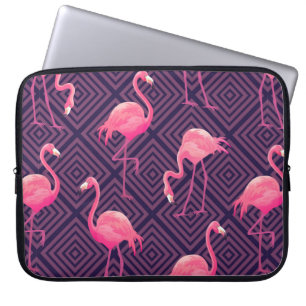 Beautiful seamless tropical pattern with pink flam laptop sleeve