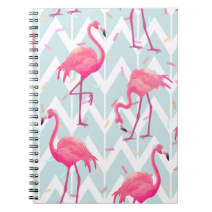 Beautiful seamless tropical pattern with pink flam notebook