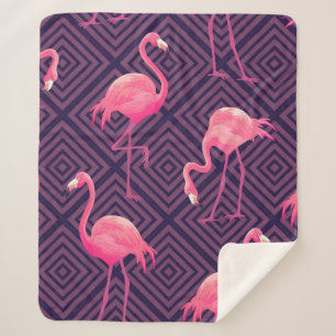 Beautiful seamless tropical pattern with pink flam sherpa blanket