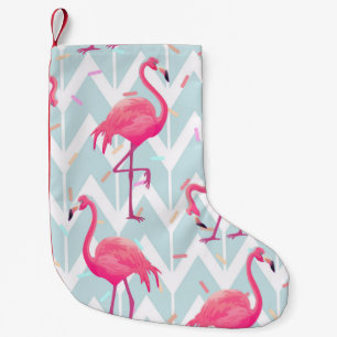 Beautiful seamless tropical pattern with pink flam small christmas stocking