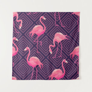 Beautiful seamless tropical pattern with pink flam tapestry