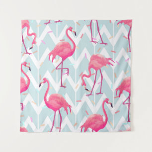 Beautiful seamless tropical pattern with pink flam tapestry