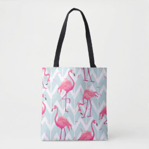 Beautiful seamless tropical pattern with pink flam tote bag