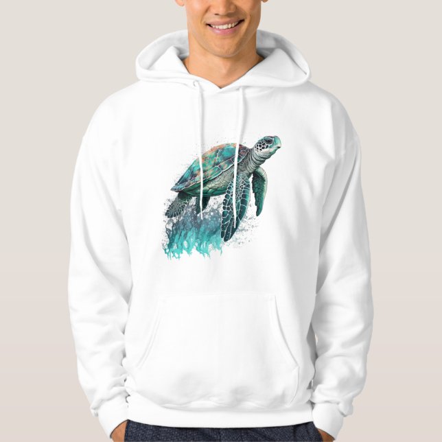 Beautiful Seascape With Majestic Sea Turtle Hoodie (Front)