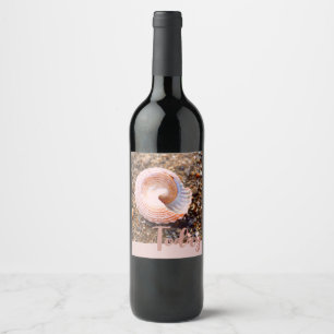 Beautiful Seashell in Pale Pink Today Celebratory Wine Label