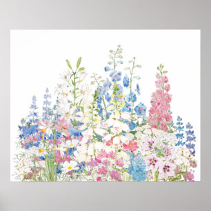 beautiful secret garden ink and watercolor  poster