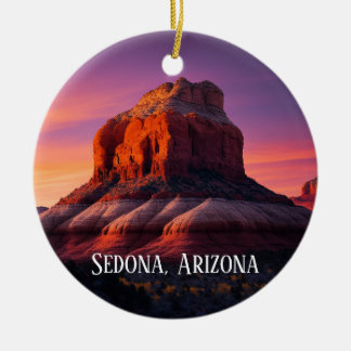 Beautiful Sedona Arizona Red Rocks Landscape Art Ceramic Tree Decoration