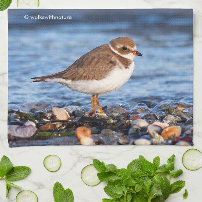 Beautiful Semipalmated Plover at the Beach Tea Towel (Folded)