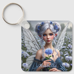 Beautiful September Fairy in Asters Key Ring