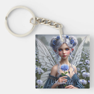 Beautiful September Fairy in Asters Key Ring