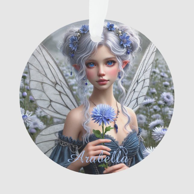 Beautiful September Fairy in Asters Ornament (Front)
