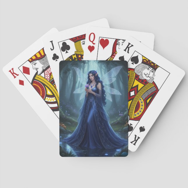 Beautiful September Sapphire Fairy Playing Cards (Back)