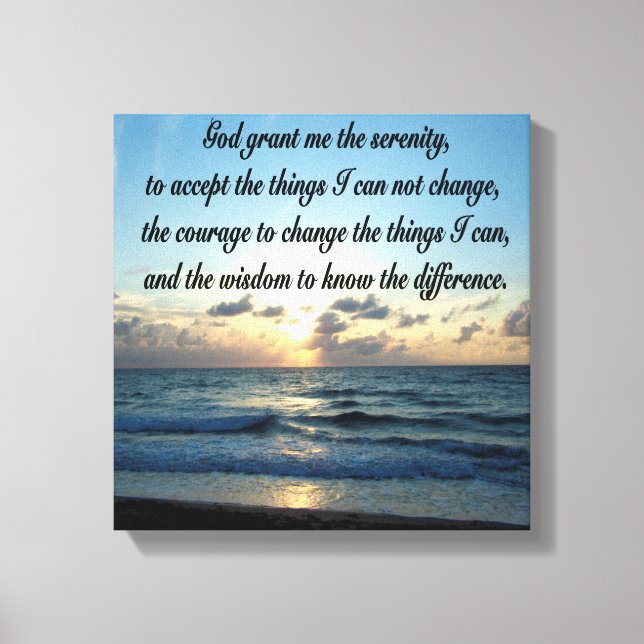 BEAUTIFUL SERENITY PRAYER OCEAN PHOTO CANVAS PRINT (Front)