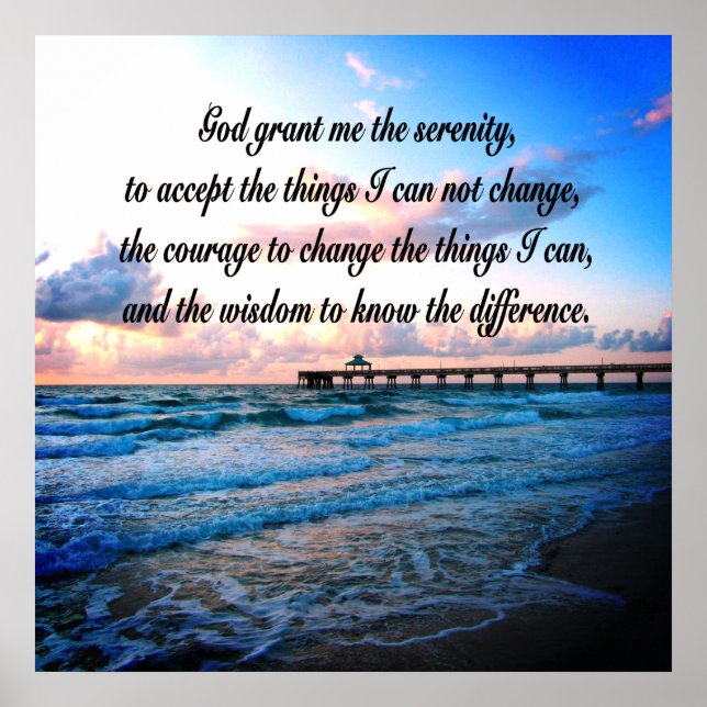 BEAUTIFUL SERENITY PRAYER OCEAN SCENE POSTER (Front)