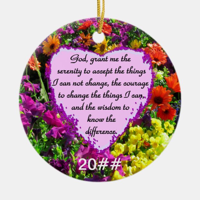 BEAUTIFUL SERENITY PRAYER PHOTO DESIGN CERAMIC TREE DECORATION (Front)