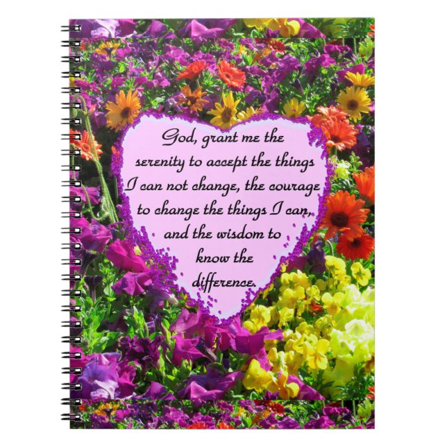 BEAUTIFUL SERENITY PRAYER PHOTO DESIGN SPIRAL NOTEBOOK (Front)