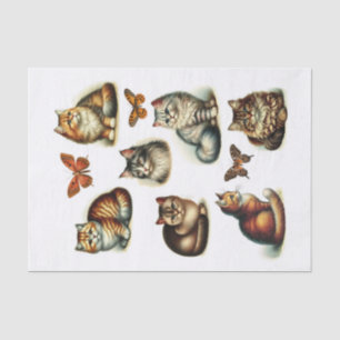 Beautiful Set of Cats and Butterflies Fussy Cuts Tissue Paper