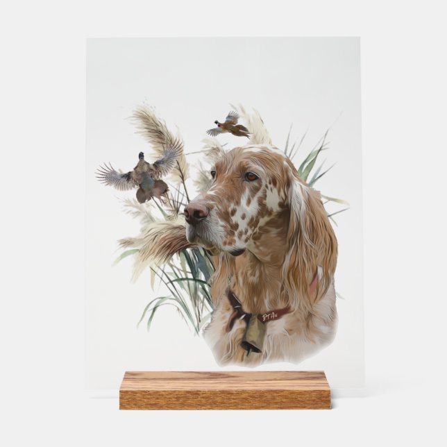 Beautiful Setter with Pheasants , Art Acrylic Sign (Front)