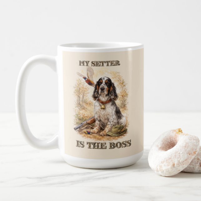Beautiful Setter with Pheasants , Art Coffee Mug (With Donut)