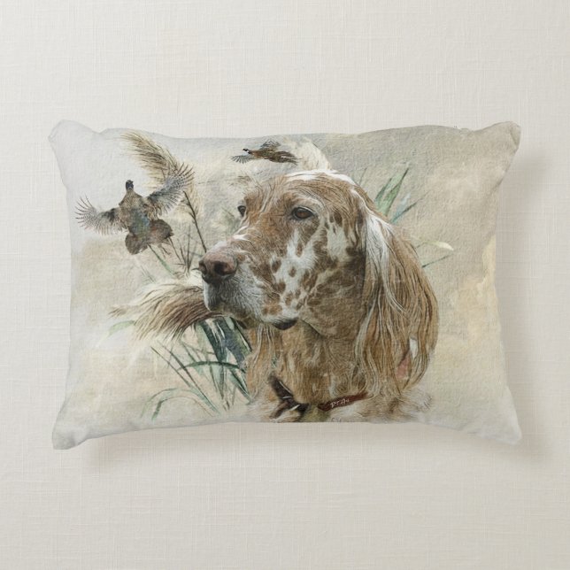 Beautiful Setter with Pheasants , Art Decorative Cushion (Front)