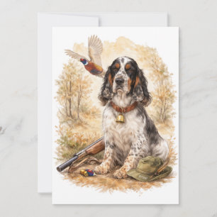 Beautiful Setter with Pheasants , Art Invitation