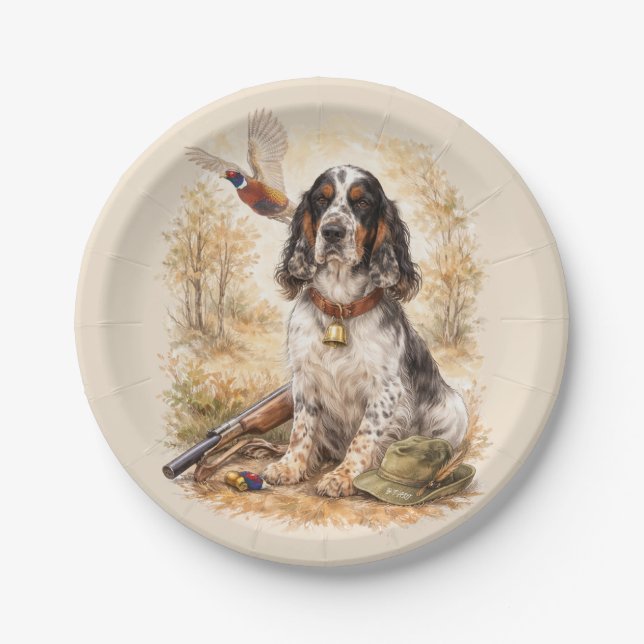 Beautiful Setter with Pheasants , Art Paper Plate (Front)