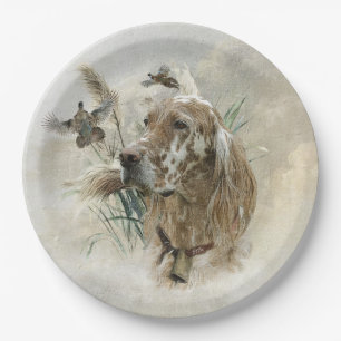 Beautiful Setter with Pheasants , Art Paper Plate